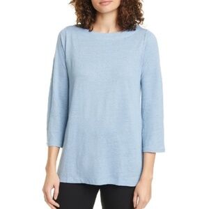 Eileen Fisher Boat Neck Organic Linen Tee